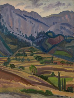 Parnassus, Mountains — Oil painting, Canvas, 50.00×65.00cm — Theodoros Markellos
